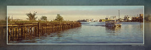 "Harbor Taxi" 4x12 Panoramic Metal Print with Stand