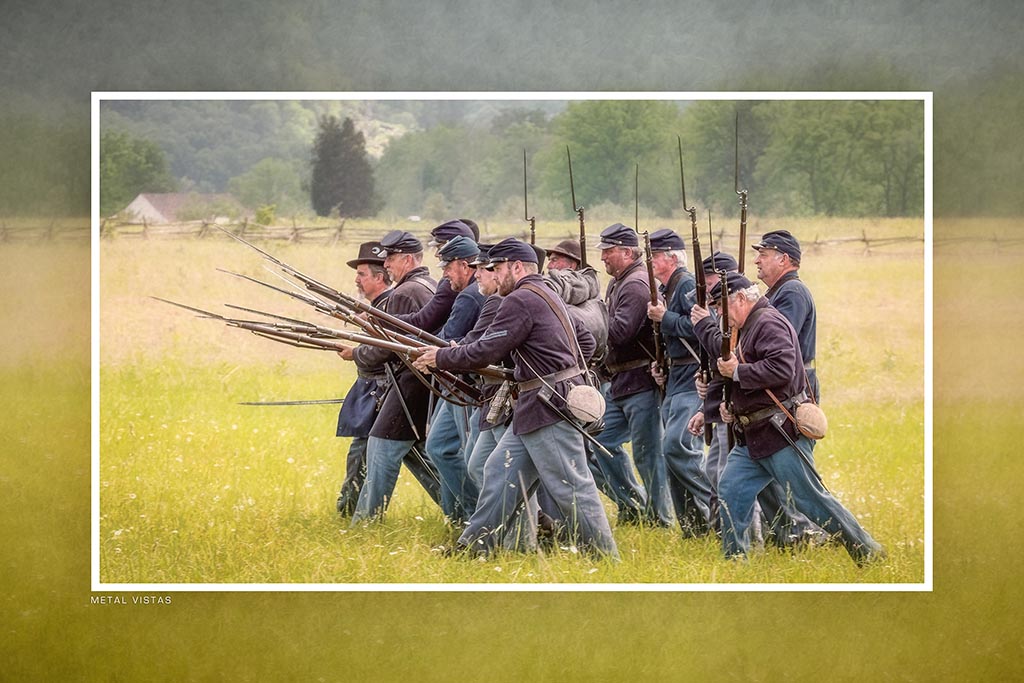 &quot;Union Infantry Advance&quot; 6x9 Metal Print &amp; Stand