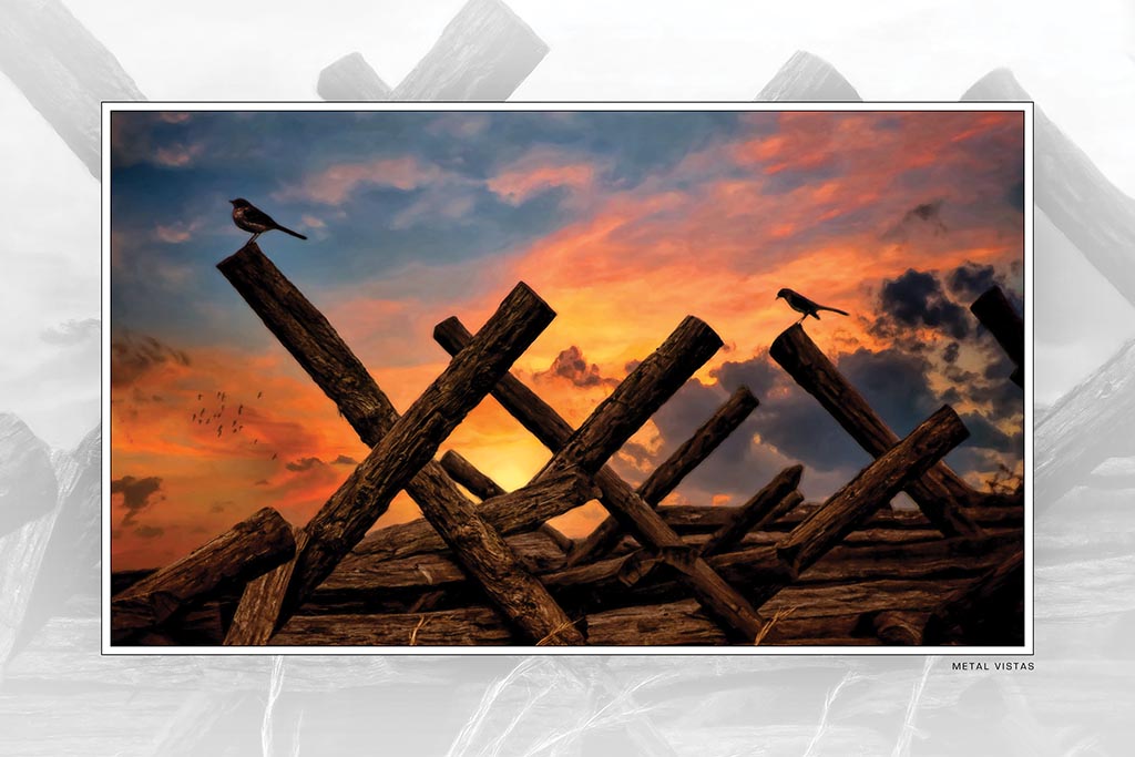 &quot;Battlefield Birds, Redux&quot; 6x9 Metal Print with Stand