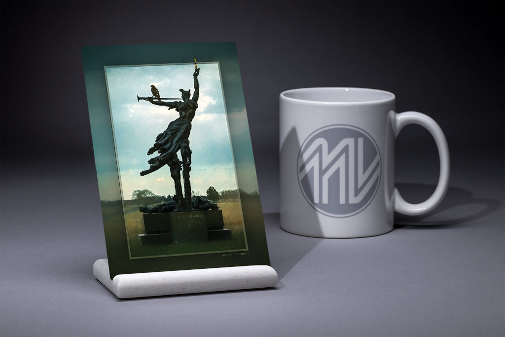 &quot;Hawk on Louisiana Monument&quot; 4x6 Metal Print &amp; Stand