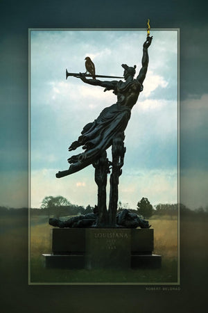 "Hawk on Louisiana Monument" 4x6 Metal Print & Stand
