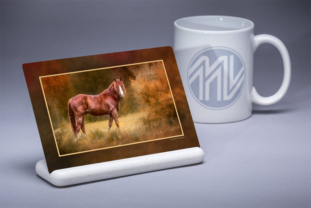 &quot;Equestrian Autumn&quot; 4x6 Metal Print &amp; Stand