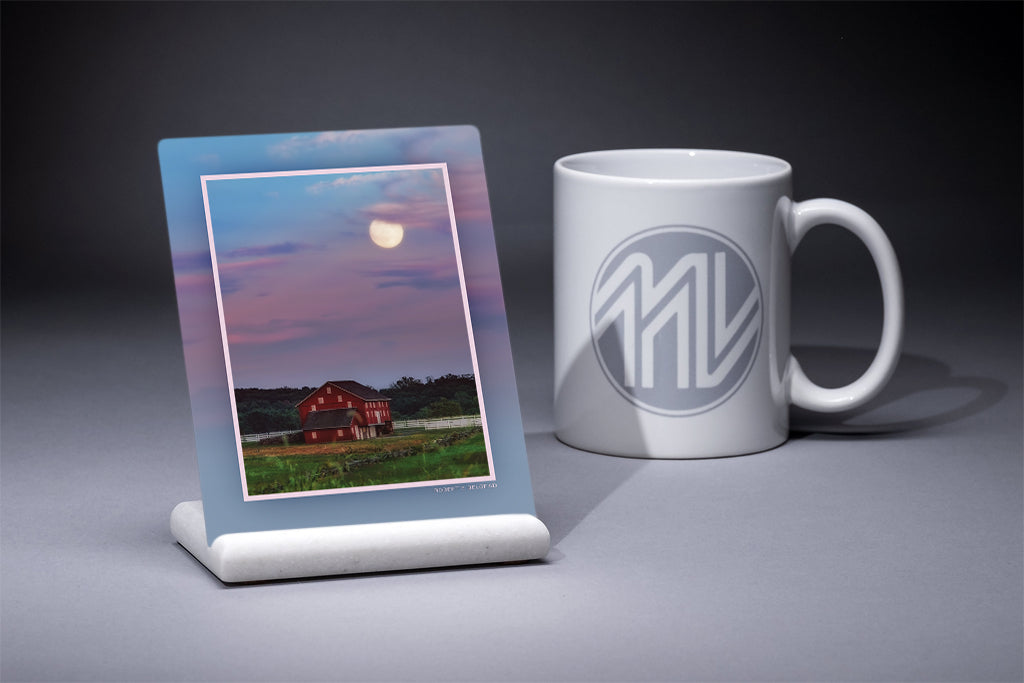 &quot;Sherfy Barn Under a Harvest Moon&quot; 4x5 Metal Print &amp; Stand