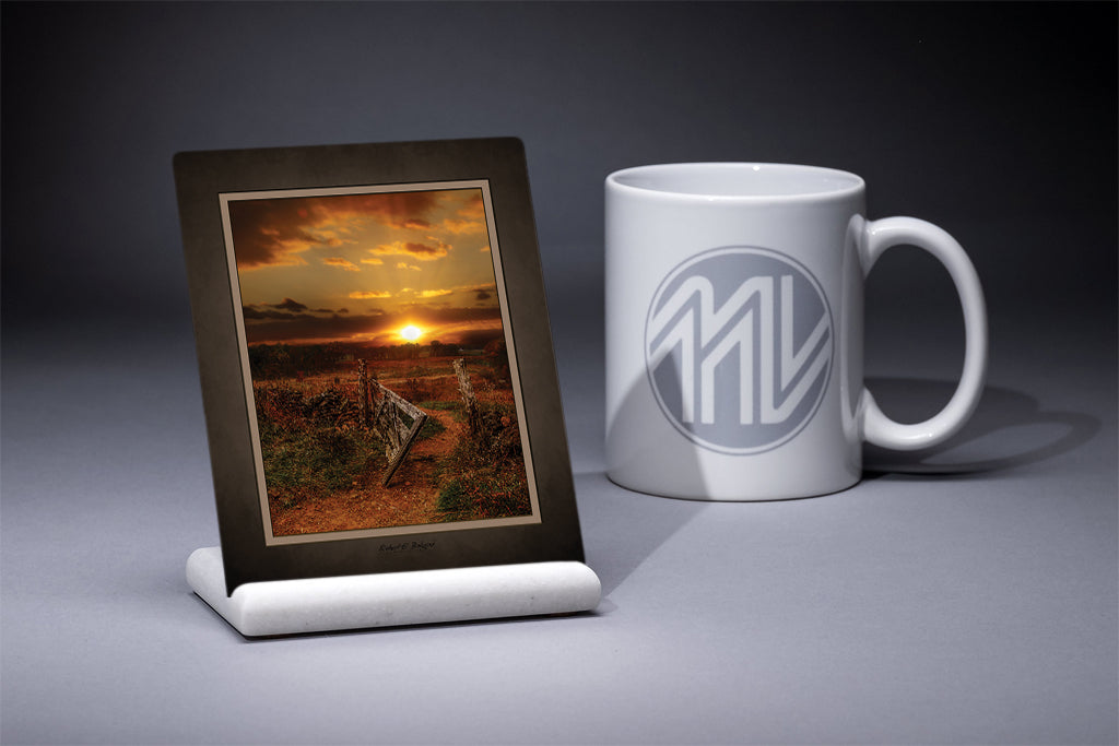 &quot;Triangular Field on Fire&quot; 4x5 Metal Print &amp; Stand