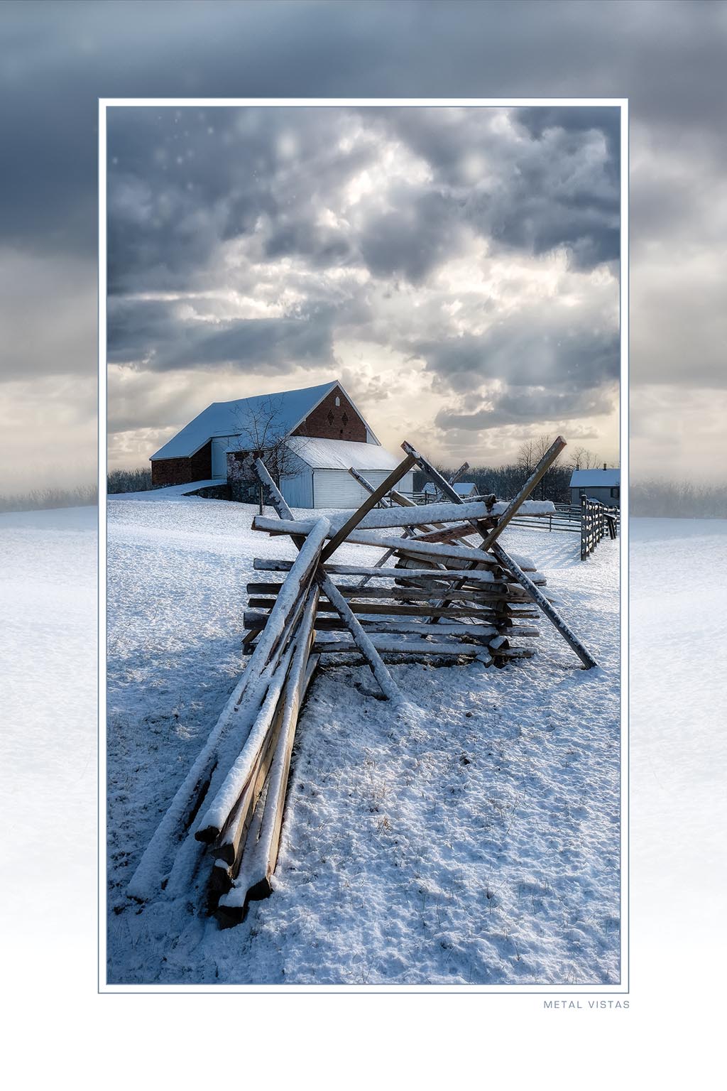&quot;Trostle Farm in Winter&quot; 6x9 Metal Print with Stand