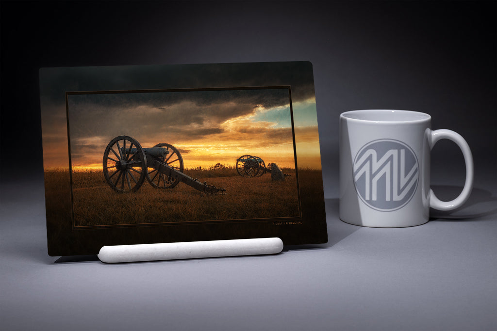 &quot;Twin Guns at Dusk&quot; 6x9 Metal Print with Stand