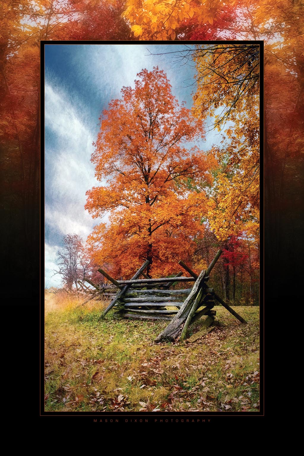 &quot;Snake-Rail Fence in Autumn&quot; 4x6 Metal Print &amp; Stand