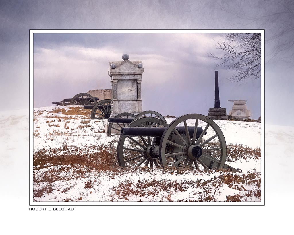 &quot;Cemetery Hill in Snow&quot; 4x5 Metal Print &amp; Stand