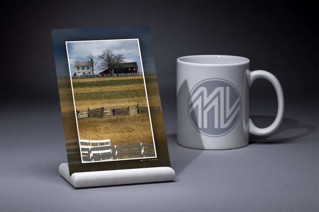 &quot;Klingel Farm Against a Dramatic Sky&quot; 4x6 Metal Print &amp; Stand