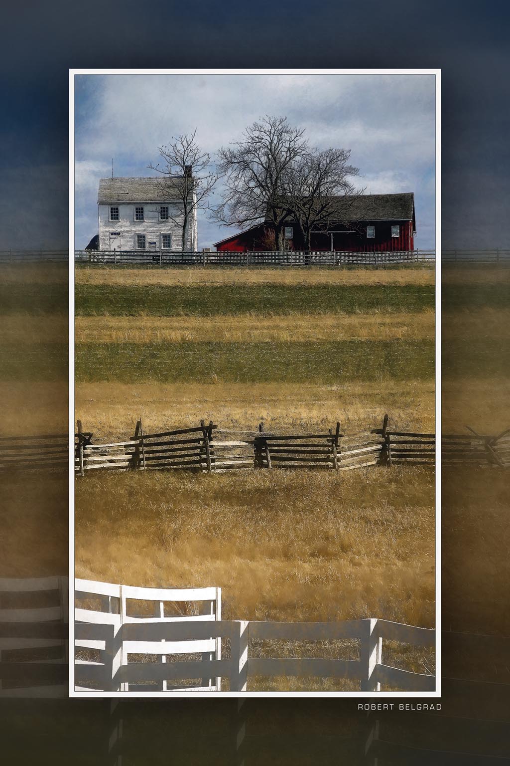 &quot;Klingel Farm Against a Dramatic Sky&quot; 4x6 Metal Print &amp; Stand