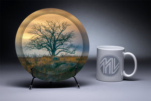 "Witness Tree" 8 Inch Round Metal Print with Stand