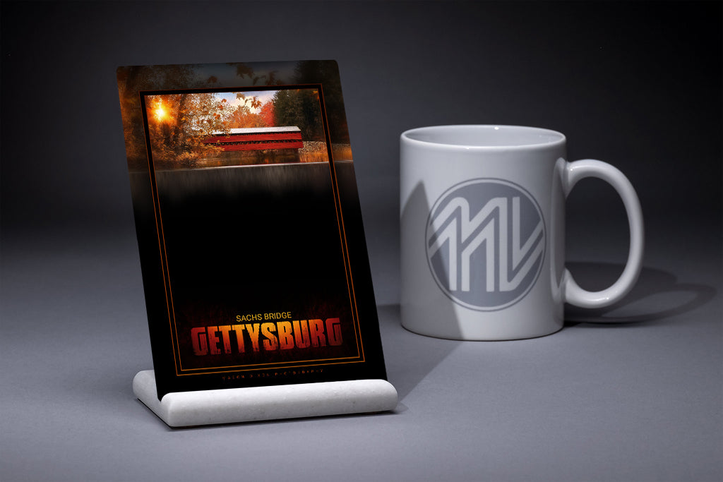 &quot;Sachs Bridge in Autumn&quot; 4x6 Metal Print &amp; Stand