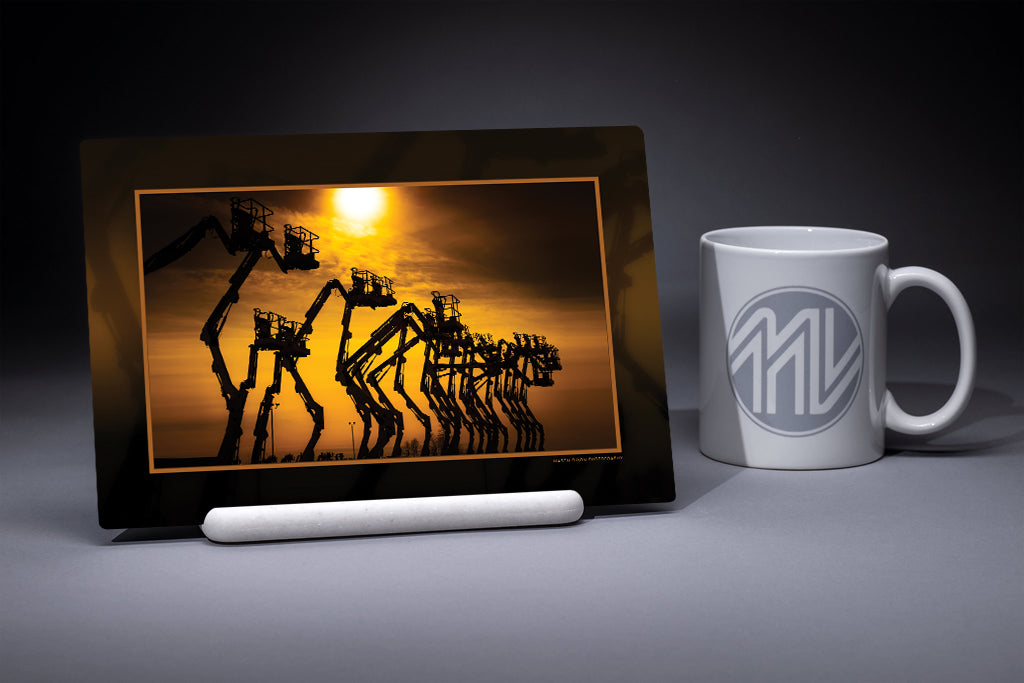 &quot;Robot Conga Line Revisited&quot; 6x9 Metal Print with Stand