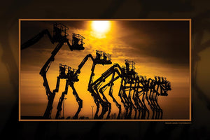 "Robot Conga Line Revisited" 6x9 Metal Print with Stand
