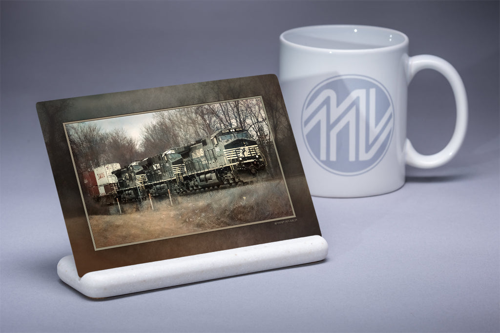 &quot;Triple Freight Engines&quot; 4x6 Metal Print &amp; Stand