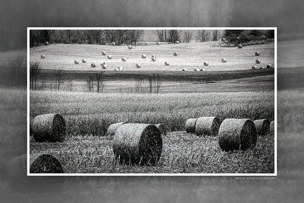 &quot;Cascading Hay Bales&quot; 6x9 Metal Print with Stand