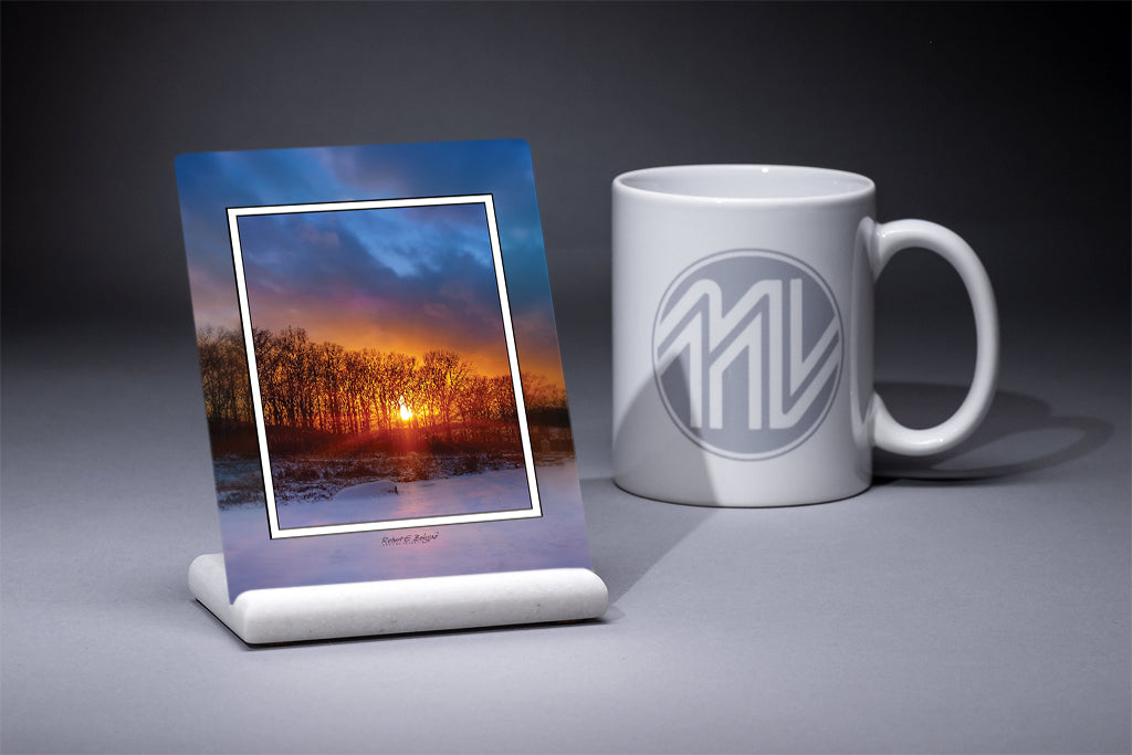 &quot;Snowy Gettysburg Sunset&quot; 4x5 Metal Print &amp; Stand