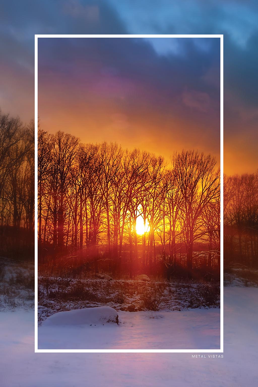 &quot;Snowy Gettysburg Sunset&quot; 4x6 Metal Print &amp; Stand