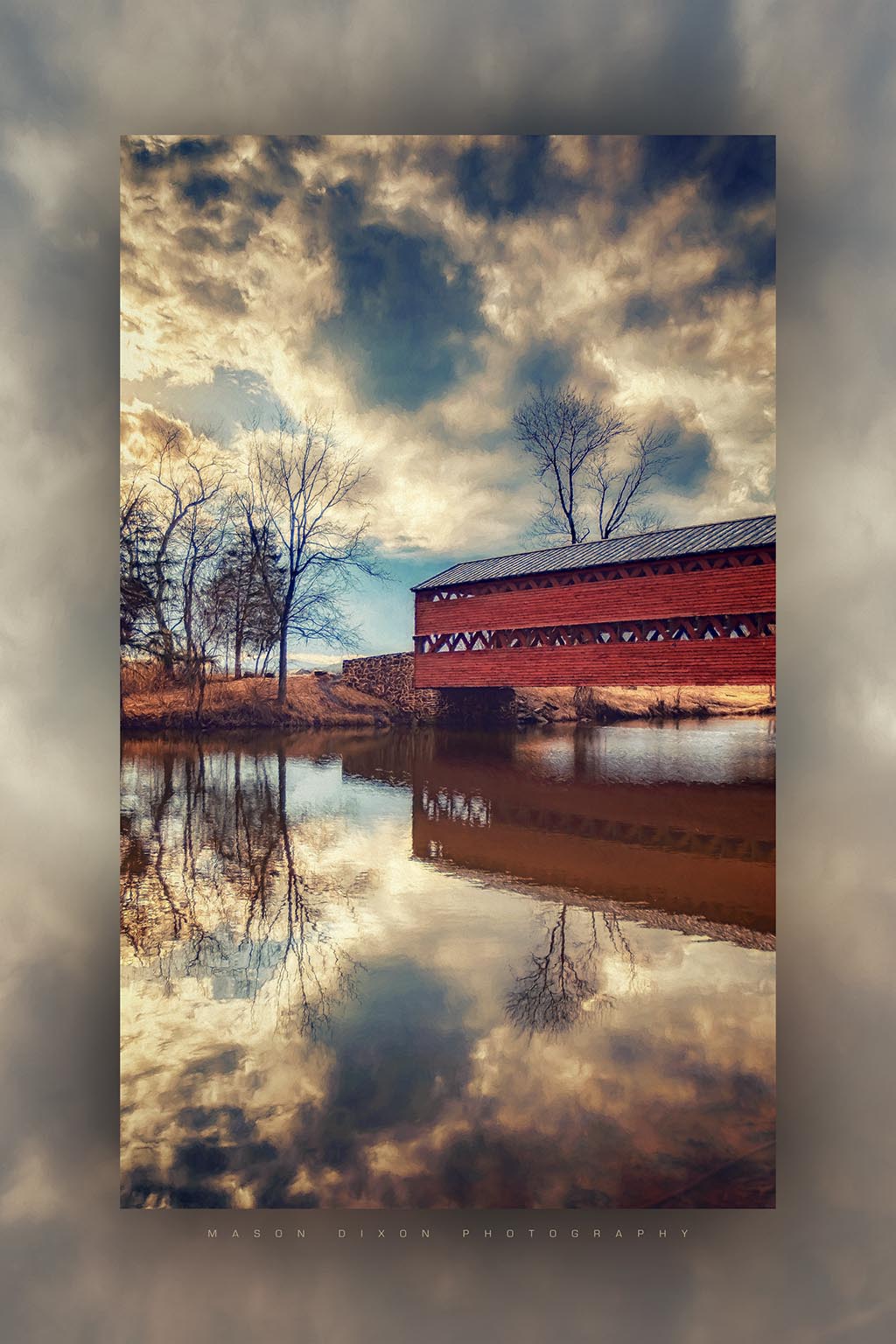 &quot;Sachs Bridge in gold and Blue&quot; 6x9 Metal Print with Stand