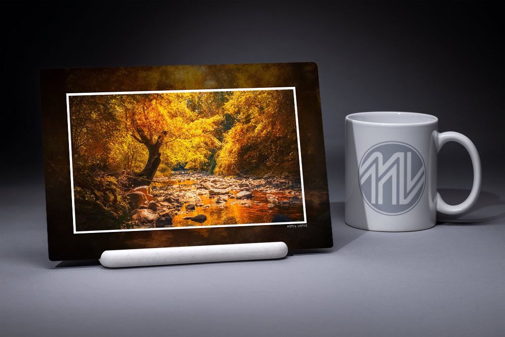 &quot;Enchanted Autumn Glade&quot; 6x9 Metal Print with Stand