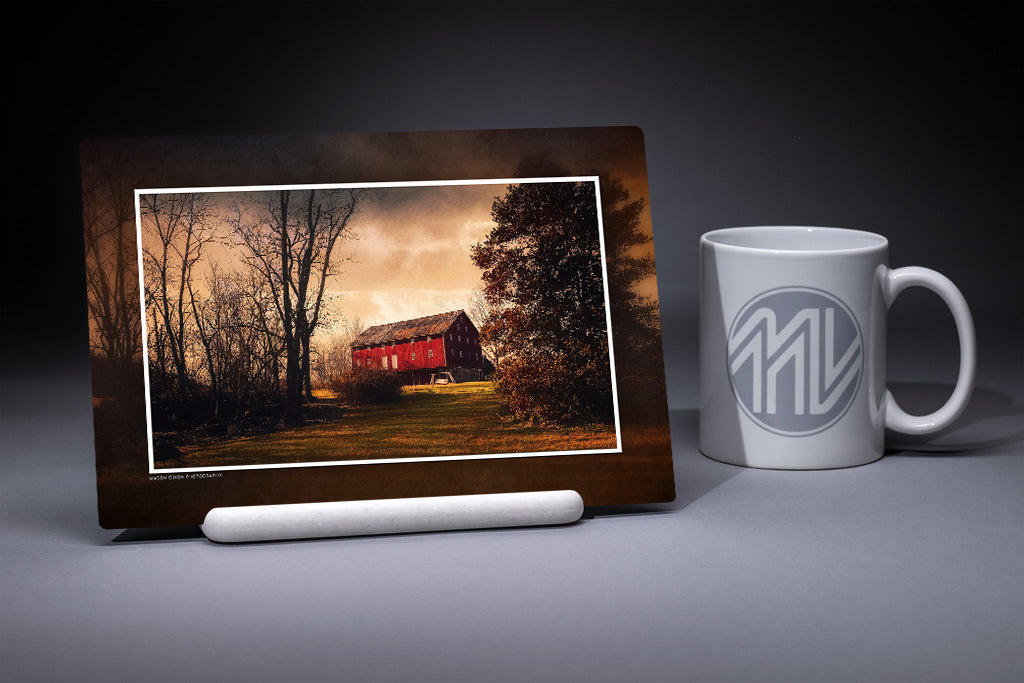 "Red Barn on a Hill" 6x9 Metal Print with Stand