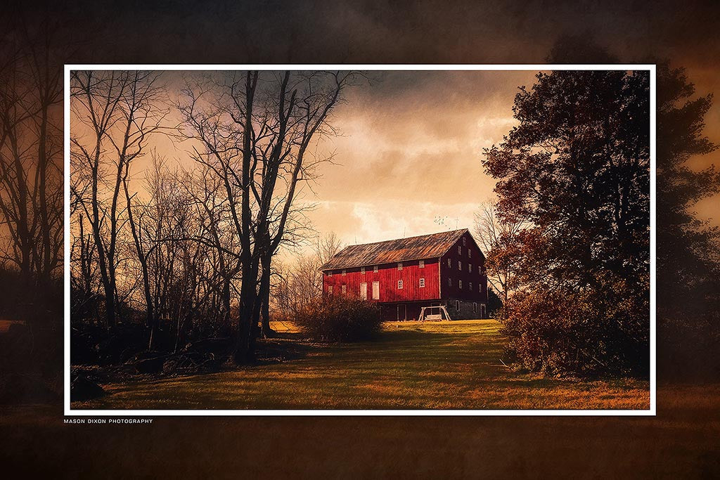 &quot;Red Barn on a Hill&quot; 6x9 Metal Print with Stand