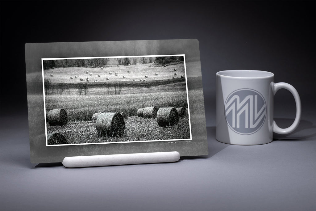 &quot;Cascading Hay Bales&quot; 6x9 Metal Print with Stand