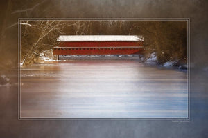 "Sachs Bridge in Winter" 4x6 Metal Print & Stand
