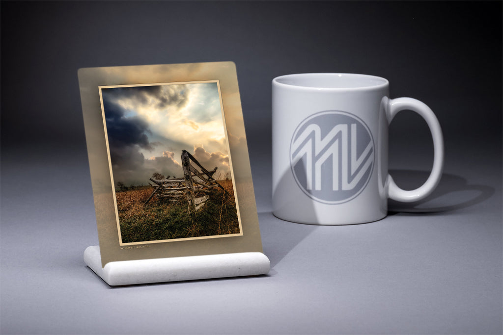 &quot;Split-Rail Sunset - Redux&quot; 4x5 Metal Print &amp; Stand