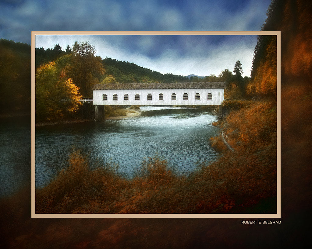 "McKenzie River Bridge" 4x5 Metal Print & Stand