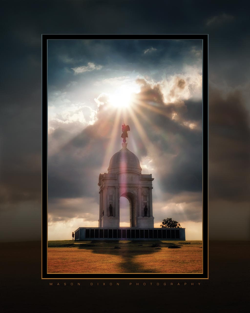 &quot;Pennsylvania Mounument Sun Blast&quot; 4x5 Metal Print &amp; Stand