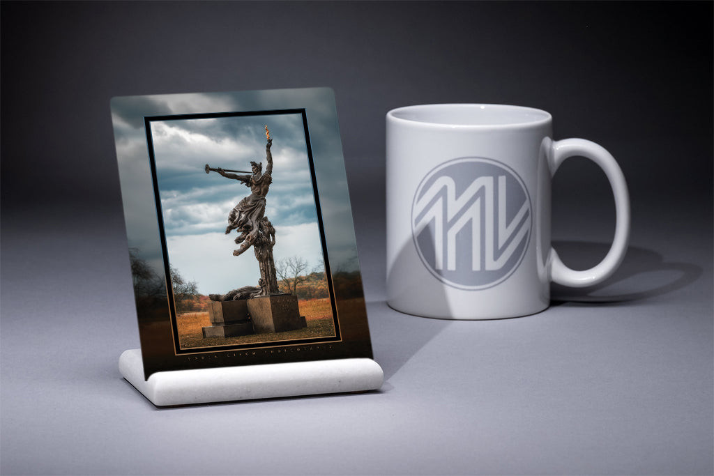 &quot;Louisiana Monument in Autumn Glow&quot; 4x5 Metal Print &amp; Stand