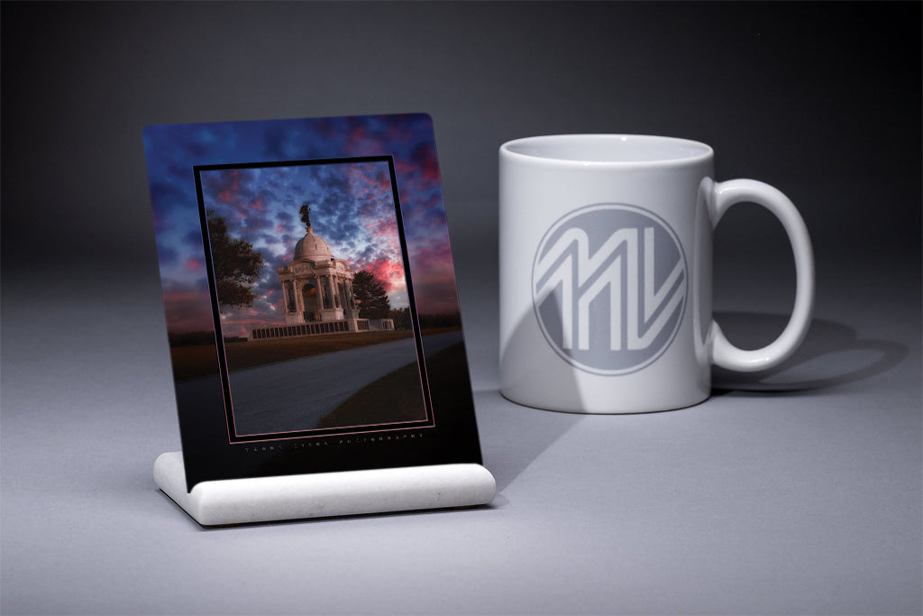 &quot;Pennsylvania Monument at Dramatic Dusk&quot; 4x5 Metal Print &amp; Stand