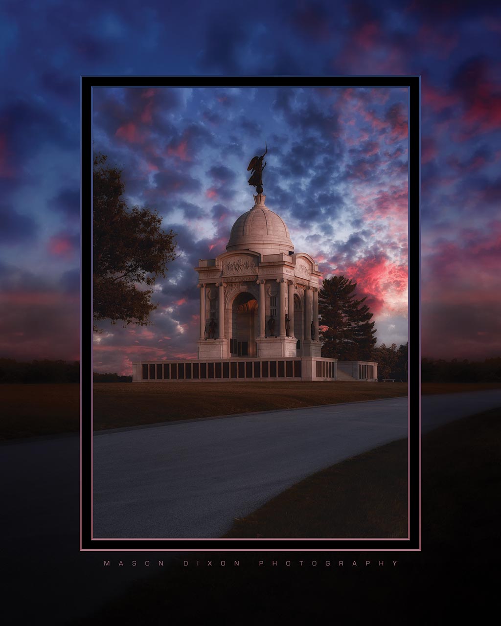 &quot;Pennsylvania Monument at Dramatic Dusk&quot; 4x5 Metal Print &amp; Stand