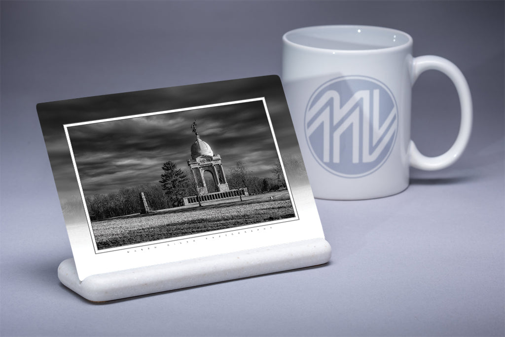 &quot;Pennsylvania Monument in Stark Light&quot; 4x6 Metal Print &amp; Stand