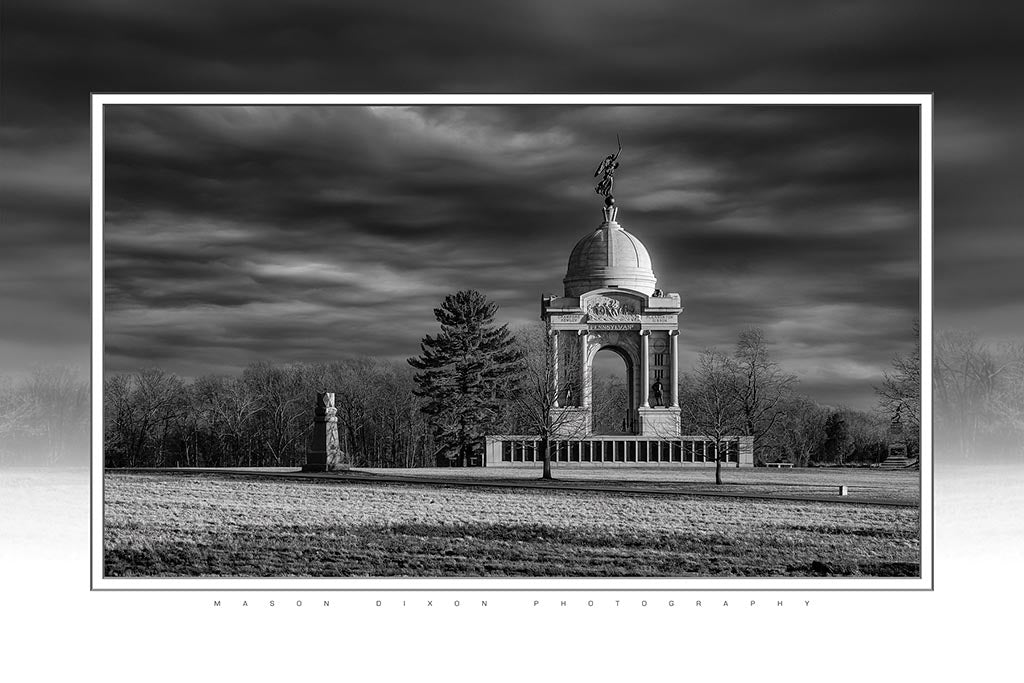 &quot;Pennsylvania Monument in Stark Light&quot; 4x6 Metal Print &amp; Stand