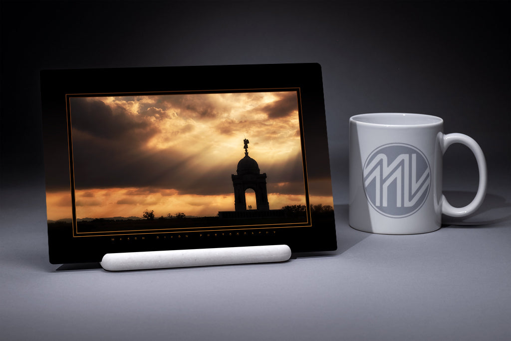 &quot;Pennsylvania Monument in Amber Splendor&quot; 6x9 Metal Print &amp; Stand