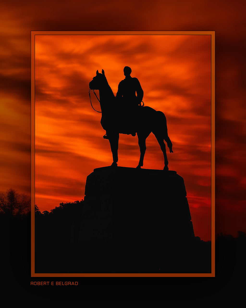 &quot;Meade Afterglow Silhouette&quot; 4x5 Metal Print &amp; Stand