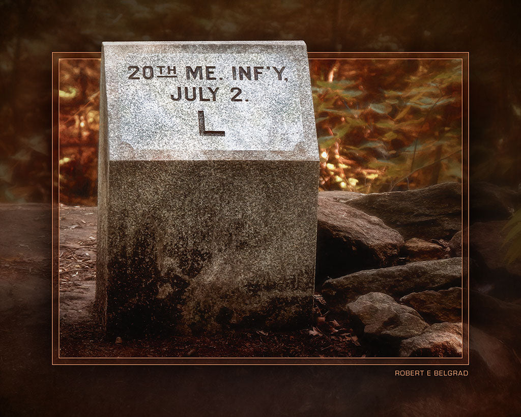 &quot;20th Maine Left Flank Marker&quot; 4x5 Metal Print &amp; Stand