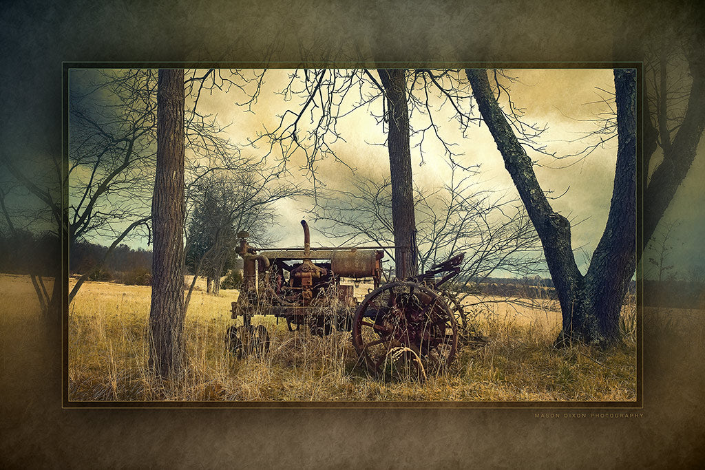 &quot;Old Abandoned Tractor&quot; 6x9 Metal Print &amp; Stand