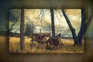 "Old Abandoned Tractor" 6x9 Metal Print & Stand