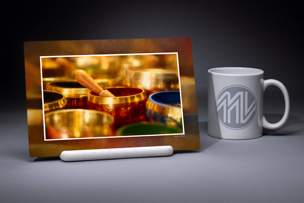 "Singing Bowls" 6x9 Metal Print & Stand