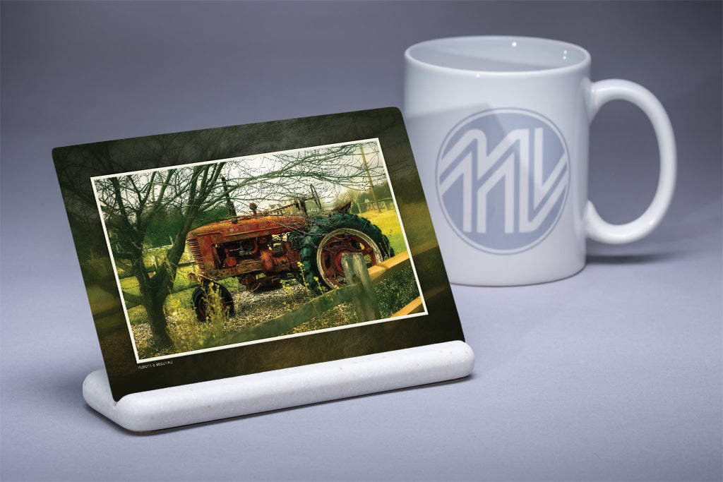 &quot;Little Red Tractor&quot; 4x6 Metal Print &amp; Stand