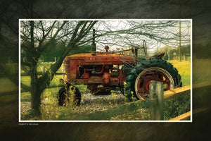 "Little Red Tractor" 4x6 Metal Print & Stand