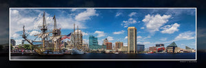 "Tall Ships at Baltimore Harbor" 4x12 Panoramic Metal Print with Stand