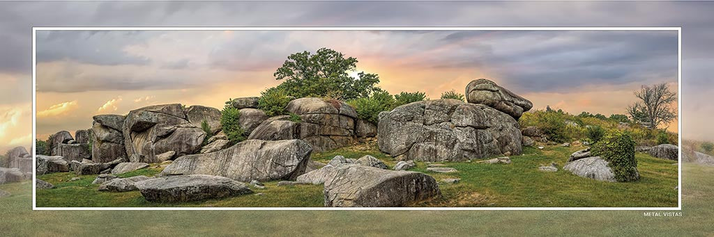 &quot;Devil&#39;s Den Sunset&quot; 4x12 Panoramic Metal Print with Stand