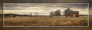 "Sherfy and Spanangler Farms - Picketts Charge" 4x12 Panoramic Metal Print with Stand