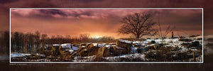 "Night Crashes Down on Devil's Den" 4x12 Panoramic Metal Print with Stand