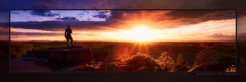 &quot;Warren at Little Round Top&quot; 4x12 Panoramic Metal Print with Stand