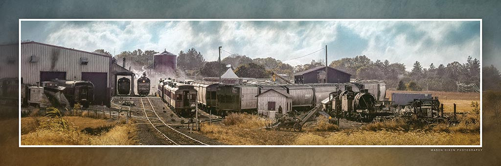 &quot;Strasburg Railyard&quot; 4x12 Panoramic Metal Print with Stand